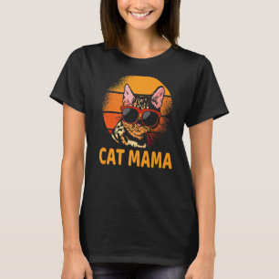 Vintage Cat Mama Retro Funny Mother's Day Women Di T-Shirt