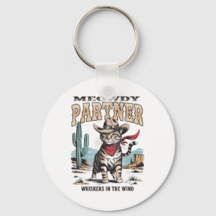Vintage Cat Meowdy Partner Cowboy Gifts For Men Wo Keychain
