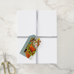 Vintage Cat Merry Christmas Gift Tags