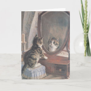 Vintage Cat Mirror Reflection Note Card