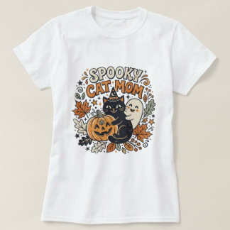 Vintage Cat Mom Halloween Graphic T-Shirt