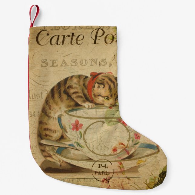 Vintage Cat No. 8 Small Christmas Stocking (Front)