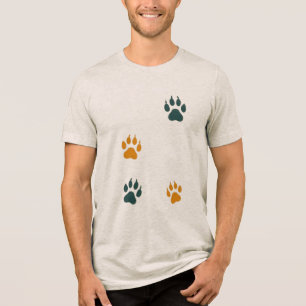 Vintage Cat Paw Prints – Retro Feline Footprints Tri-Blend Shirt