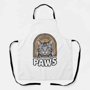 Vintage Cat Paws Engraving Style Graphic Design_1 Apron