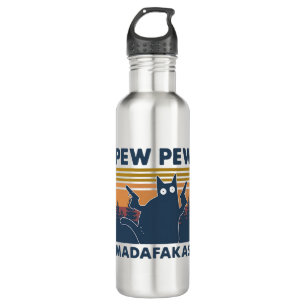 Vintage cat Pew Pew Madafakas 710 Ml Water Bottle