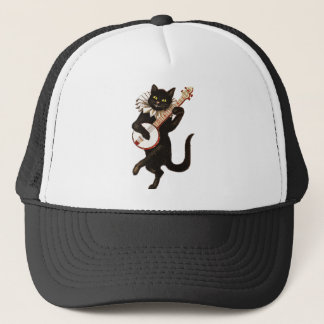 Vintage Cat Playing Banjo Trucker Hat