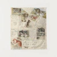 Vintage Cat Postcard French Kittens Tapestry