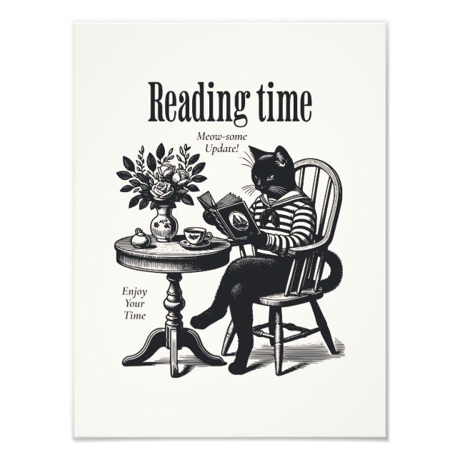 Vintage Cat Poster | Minimalist Print  (Front)