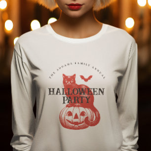Vintage Cat Pumpkin and Bat Halloween Party Sweatshirt
