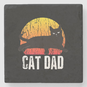 Vintage Cat   Retro Animal Present Stone Coaster