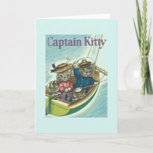 Vintage Cat Sailing Note Card