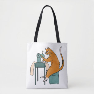 Vintage Cat Sewing Tote Bag