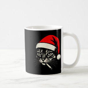 Vintage Cat Smoking Cigarette Christmas Cat Santa  Coffee Mug
