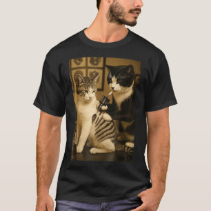 Vintage Cat Smoking Tattoo Inked Kitty Artist Funn T-Shirt