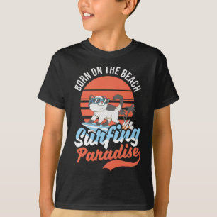 Vintage Cat Surfing Paradise Design Surfer Men Wom T-Shirt