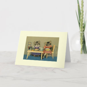 Vintage Cat Tea Time Note Card