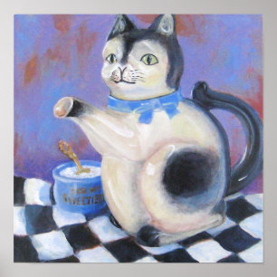 Vintage Cat Teapot Poster