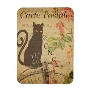 Vintage Cat Theme Carte Postale Black Cat Magnet