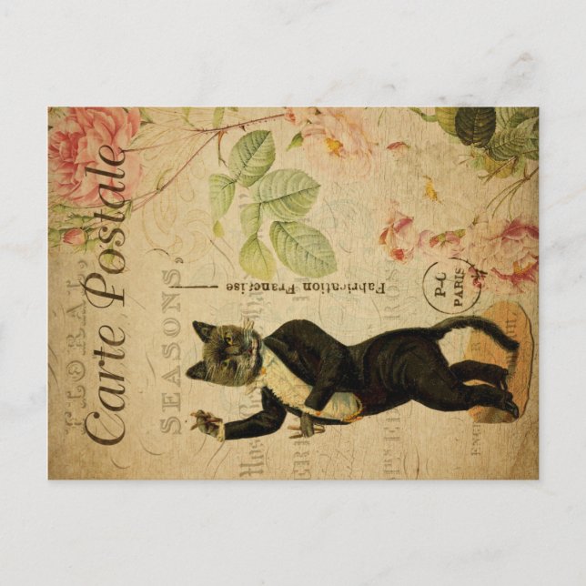 Vintage Cat Theme | Carte Postale | Cat Dancing Postcard (Front)