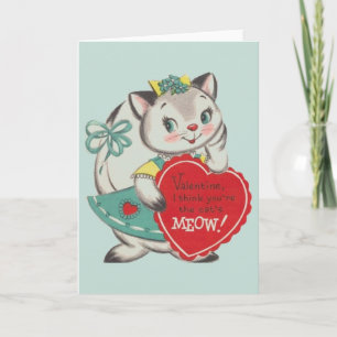 Vintage Cat Valentine's Day Greeting Card