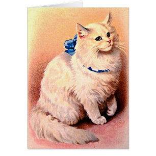 Vintage Cat with Blue Bow
