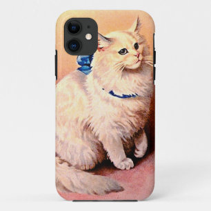 Vintage Cat with Blue Bow iPhone 11 Case