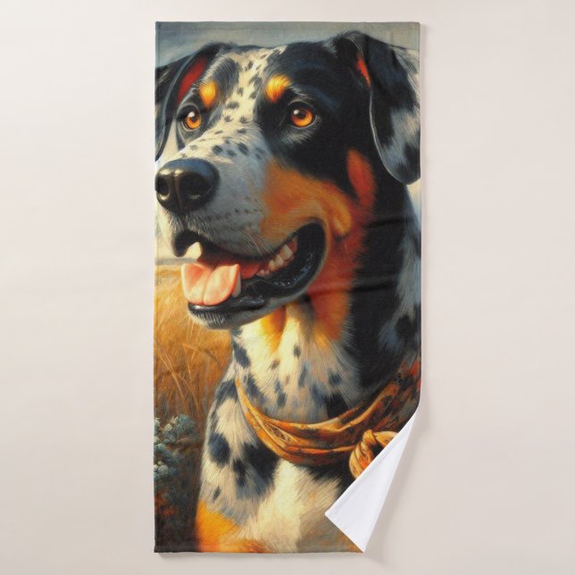 Vintage Catahoula Leopard Dog Painting Bath Towel (Bath Towel)