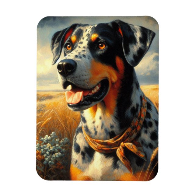 Vintage Catahoula Leopard Dog Painting Magnet (Vertical)