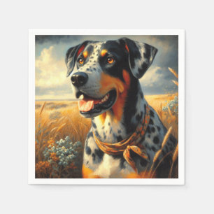 Vintage Catahoula Leopard Dog Painting Napkin