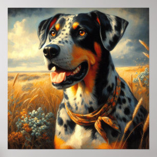 Vintage Catahoula Leopard Dog Painting Poster