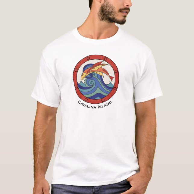 Vintage Catalina Island Flying Fish Tile Shirt (Front)