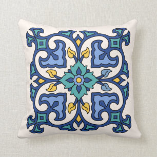 Vintage Catalina Island Tile Design Throw Pillow