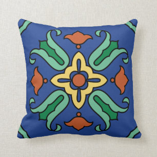Vintage Catalina Island Tile Design Throw Pillow