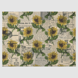 Vintage Catalogue and Sunflowers Decoupage Tissue Paper