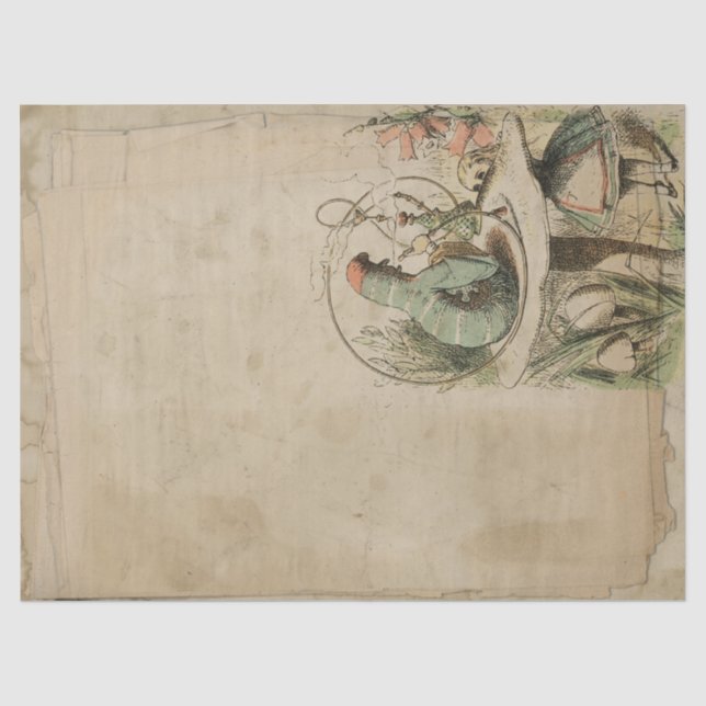 Vintage Caterpillar Alice in Wonderland Decoupage Tissue Paper (Front)