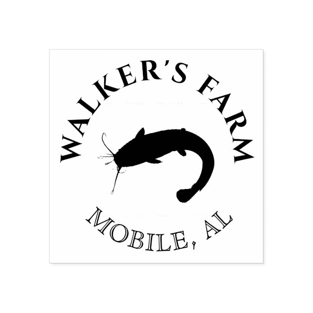 Vintage catfish monogram Stamp (Imprint)
