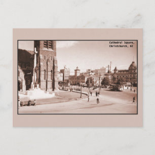 vintage cathedral square Christchurch NZ Postcard