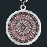 Vintage Cathedral Stained Glass Window Silver Plated Necklace<br><div class="desc">Stained Glass Window of Notre Dame de Paris,  France ca 1250.  Great Catholic and Christian gift for Him or Her as well as a travel souvenir for yourself and for family and friends.</div>