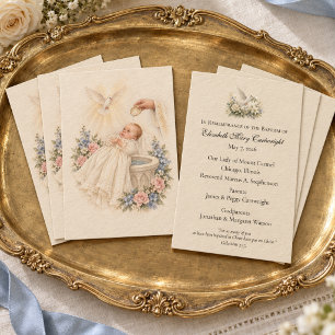 Vintage Catholic Baby Baptism Remembrance Business Card