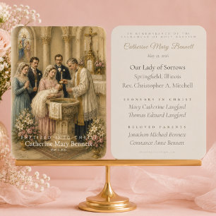 Vintage Catholic Baby Baptism Remembrance Keepsake Business Card