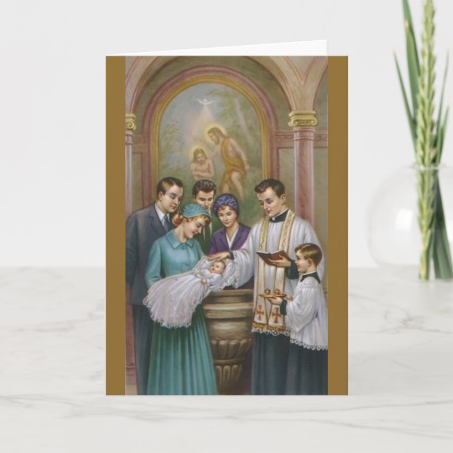 Vintage Catholic Baptism Greeting Card (Front)