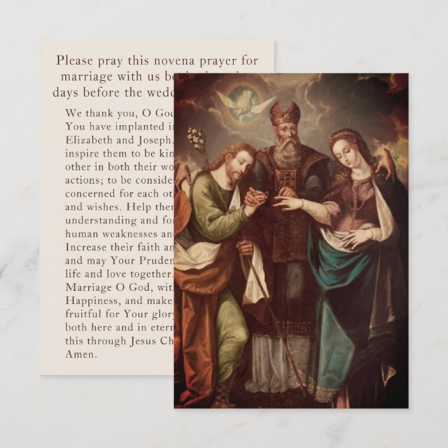 Vintage Catholic Personalized Wedding Prayer Card (Front/Back)