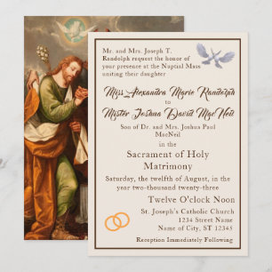 Vintage Catholic Wedding Invitation