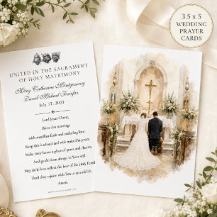 Vintage Catholic Wedding Prayer Bride and Groom Card
