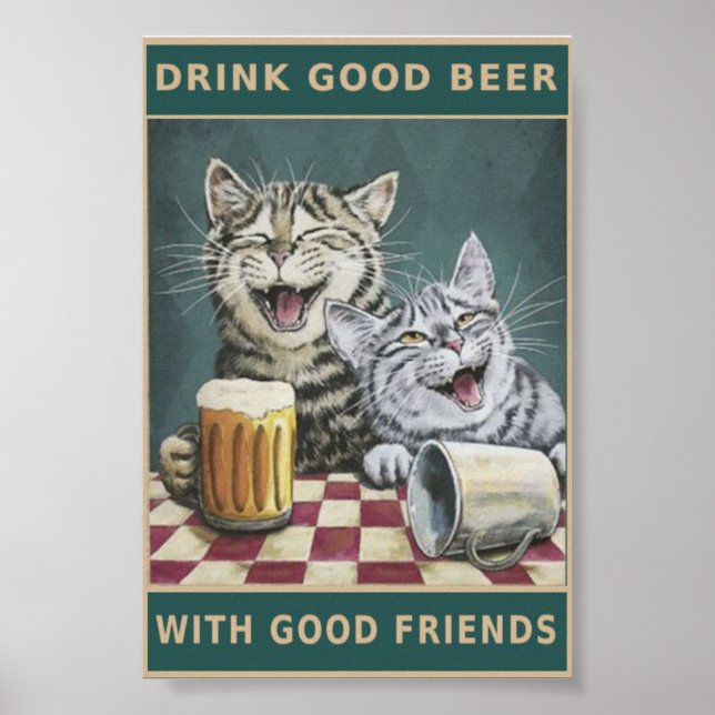 Vintage cats and beer poster (Front)