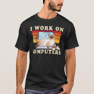 vintage Cats and Computers Kitty for pet lovers ge T-Shirt