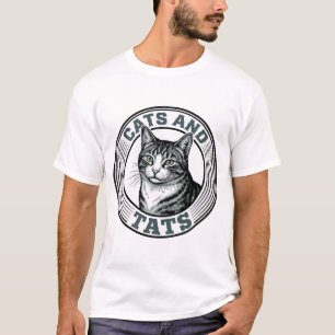 Vintage Cats And Tats Engraving Cat Design_1 T-Shirt