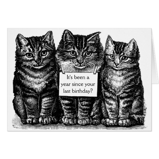 Vintage Cats Birthday Card