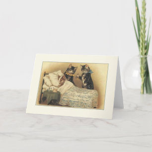 Vintage Cats Get Well Note Card