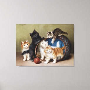 Vintage Cats Kittens Sophie Sperlich The Red Ball  Canvas Print